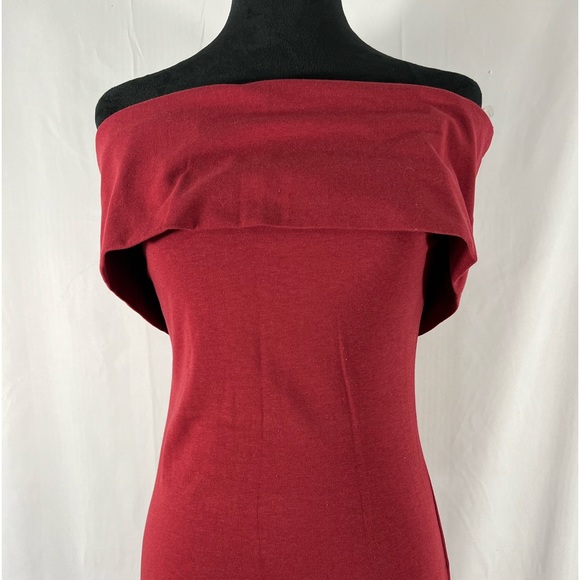 Off the shoulder Bodycon dress,red, sleeveless,Large, maroon, brick red - Picture 2 of 7